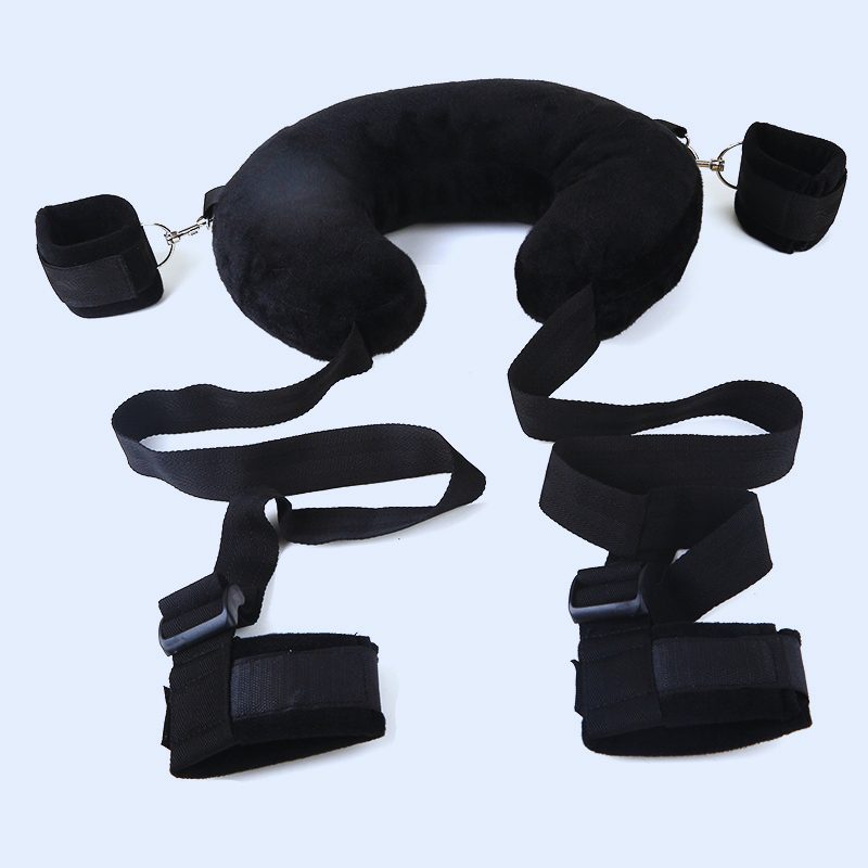 Bộ trói cổ tay chân gối bông chơi BDSM - Màu đen