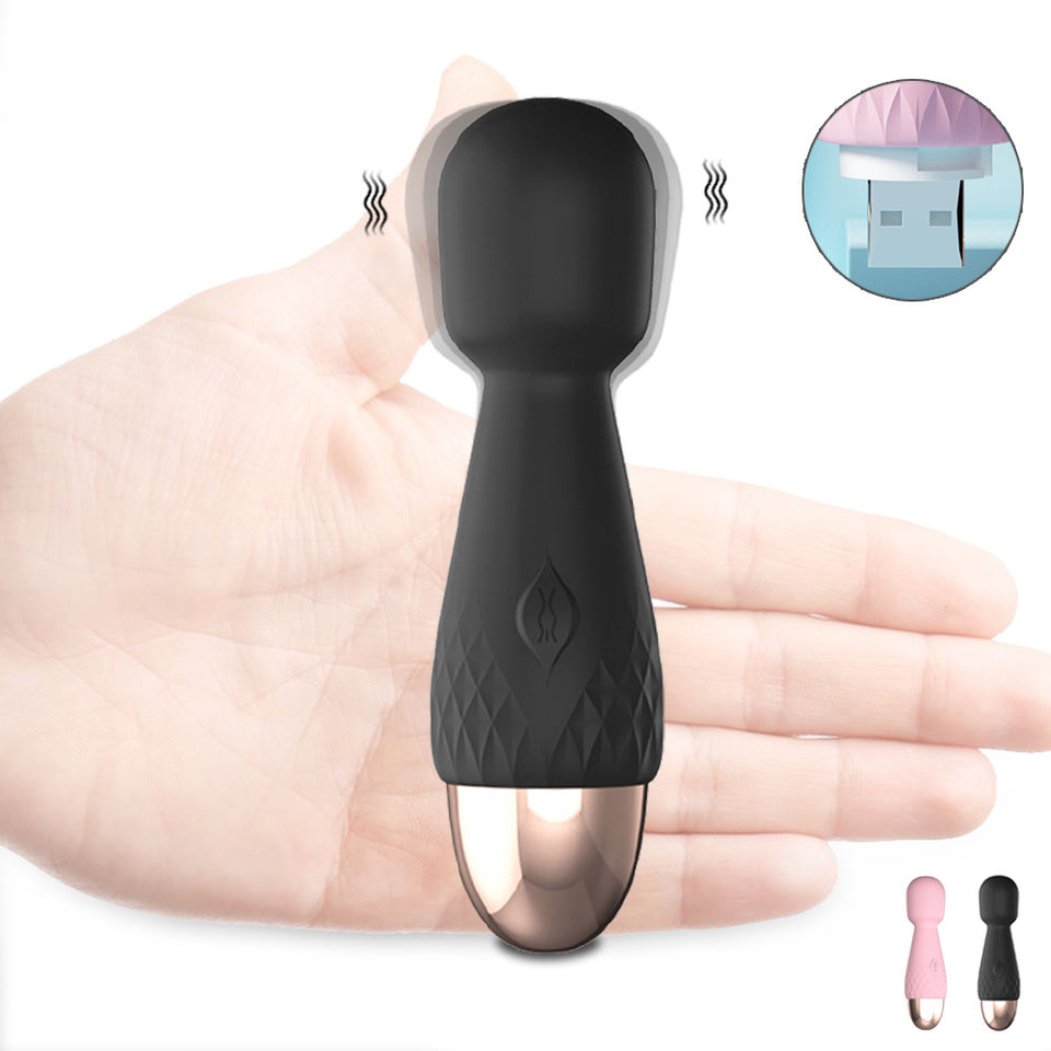 Chày rung massage mini đen bọc silicon, sạc pin