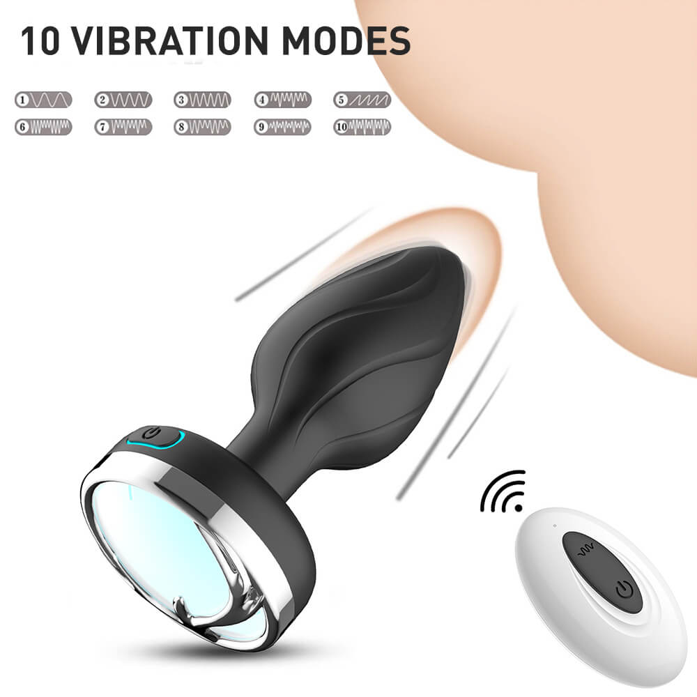 Alternative view of Butt Plug silicon rung điều khiển từ xa Moon & Antler, có đèn LED