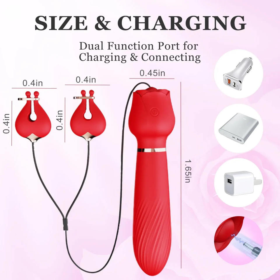 Máy massage âm đạo kết hợp kẹp vú siêu phê 2in1 chơi BDSM - Ảnh 4