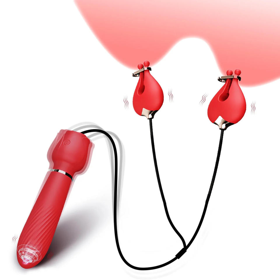 Máy massage âm đạo kết hợp kẹp vú siêu phê 2in1 chơi BDSM