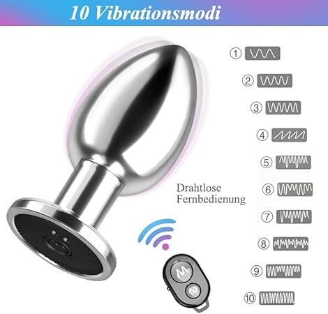 Alternative view of Phích cắm hậu môn inox điều khiển từ xa Prata rung 10 tần số - Size Lớn