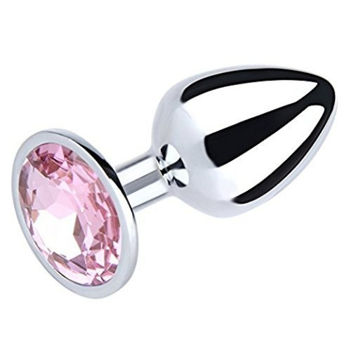 Phích cắm hậu môn inox gắn đá pha lê size M (vừa)
