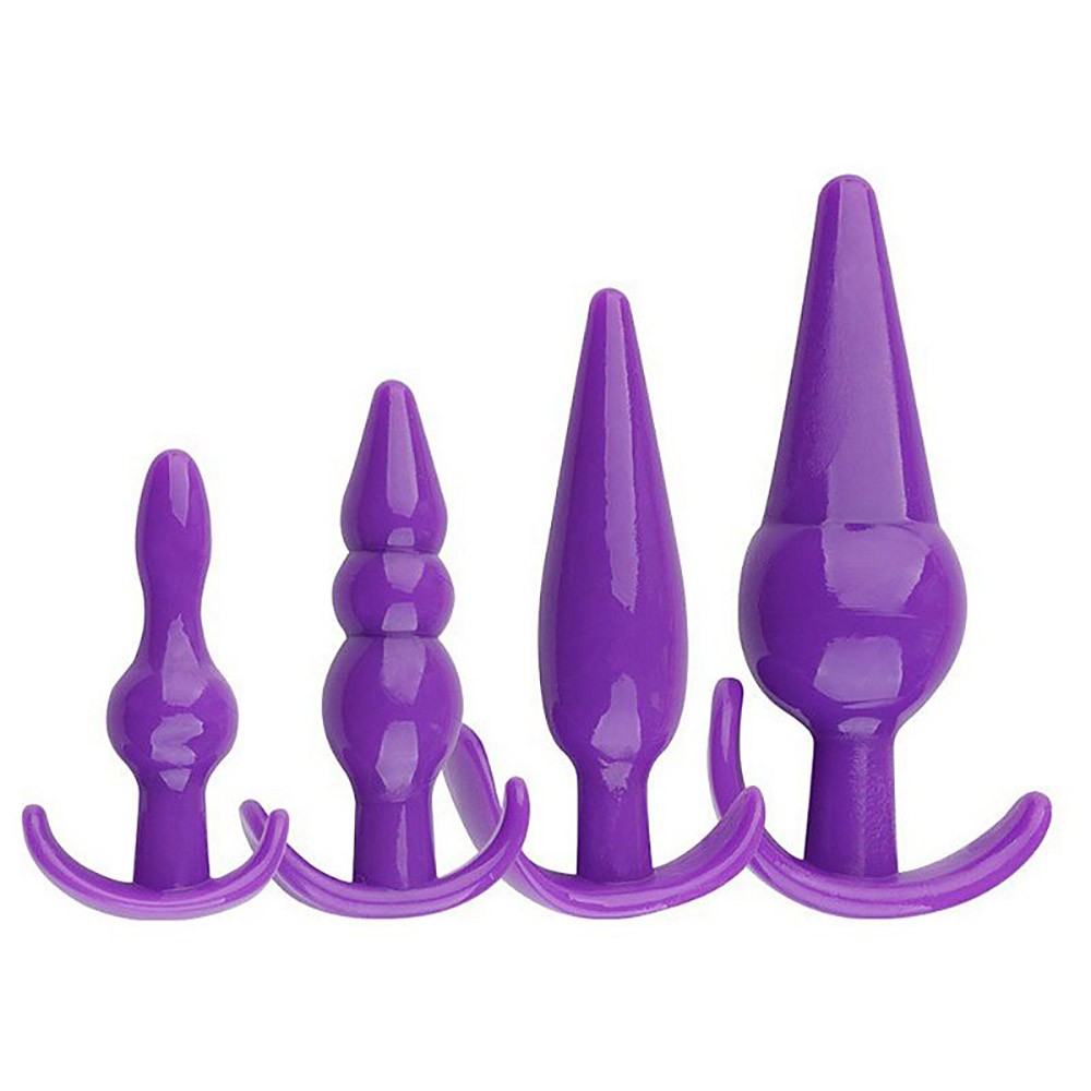Set 4 butt plug silicon mềm dẻo - Tím
