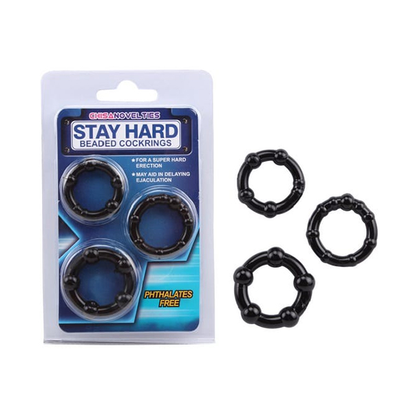 Bộ 3 vòng đeo silicon có bi cho nam Stay Hard (Đen)