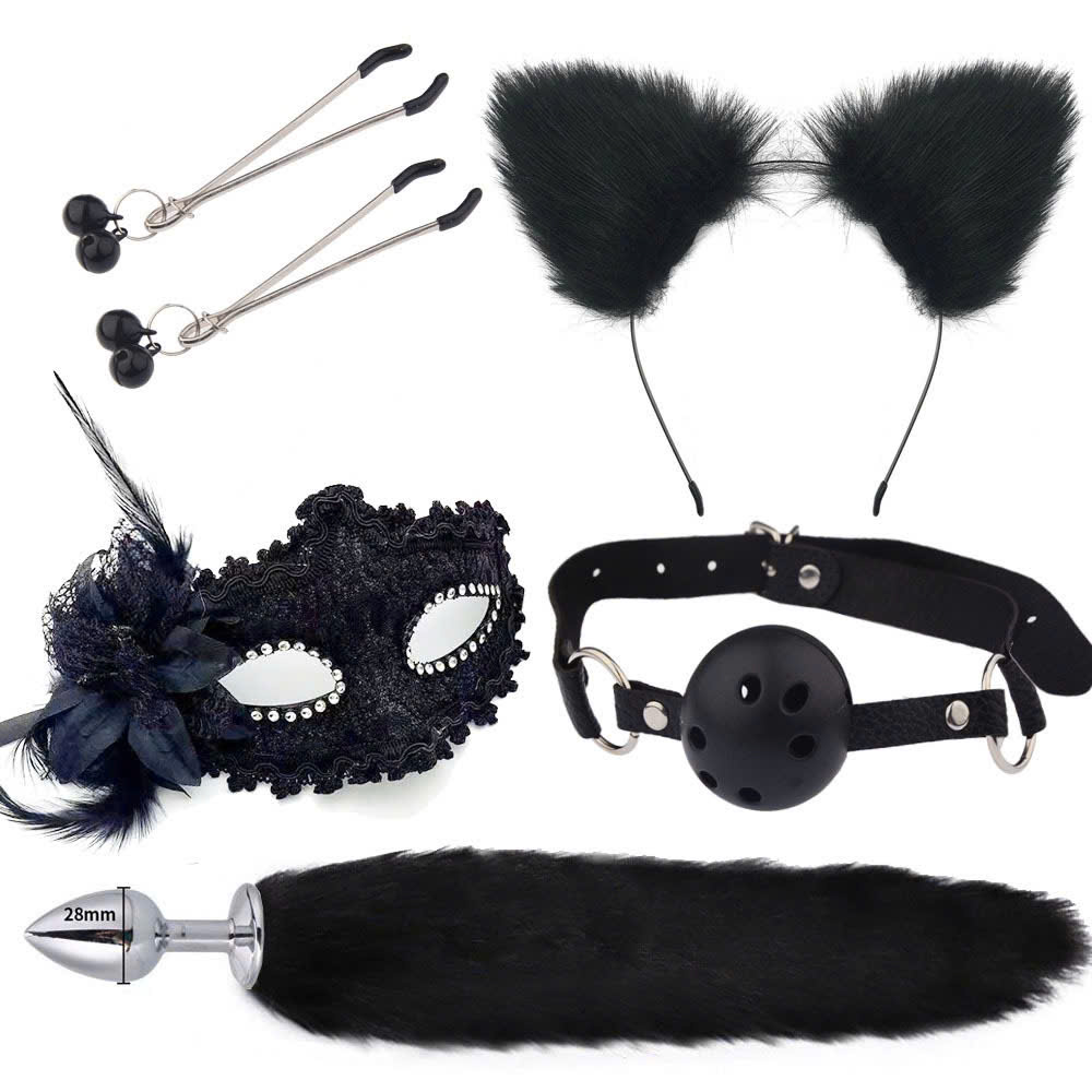 Bộ đồ chơi cosplay Hồ Ly 5 món (Đen)