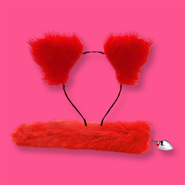 Set tai và đuôi cáo cosplay (đỏ)